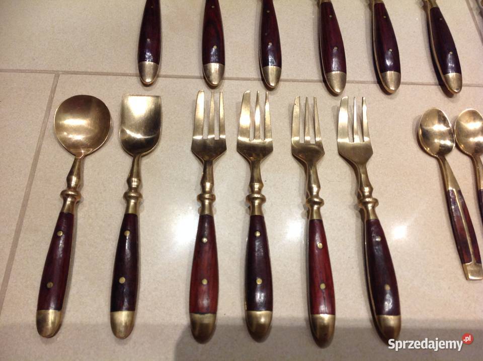 Zestaw Sztućców Brąz Drewno Wiśniowe 37 STARE Nowa Sól