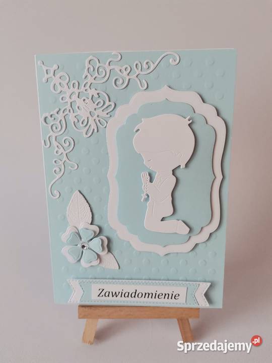 ZAWIADOMIENIA KOMUNIA CHŁOPIEC KLĘCZĄCY NAROŻNIK Poznań