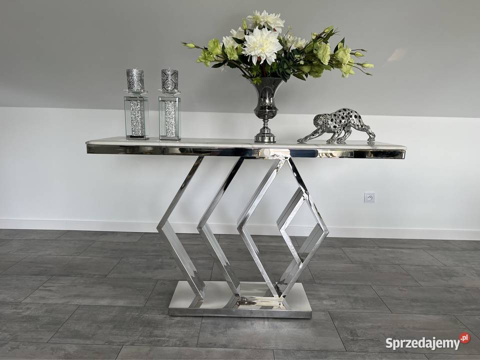 Nowoczesna srebrna konsola komoda ze stali chrom Nowy Sącz
