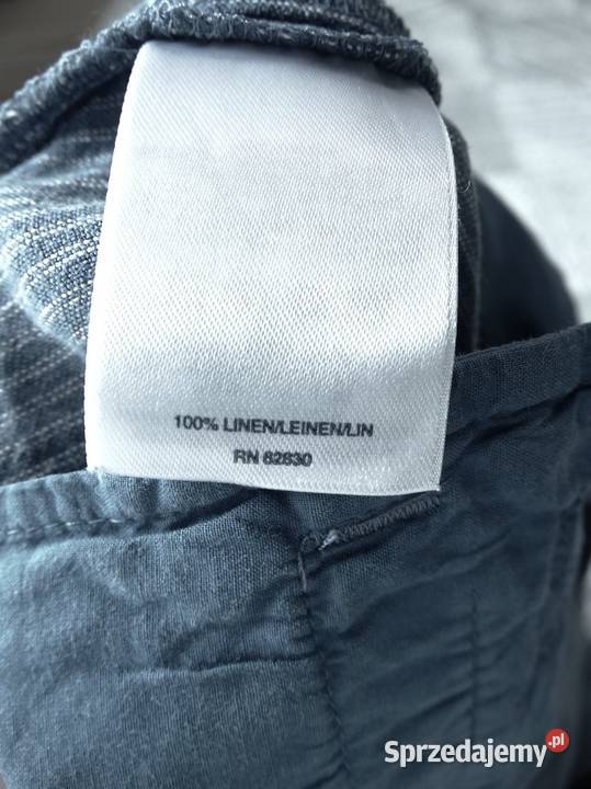 Spodnie Lniane 100 Len Kuloty Culotte Niebieskie Łomża