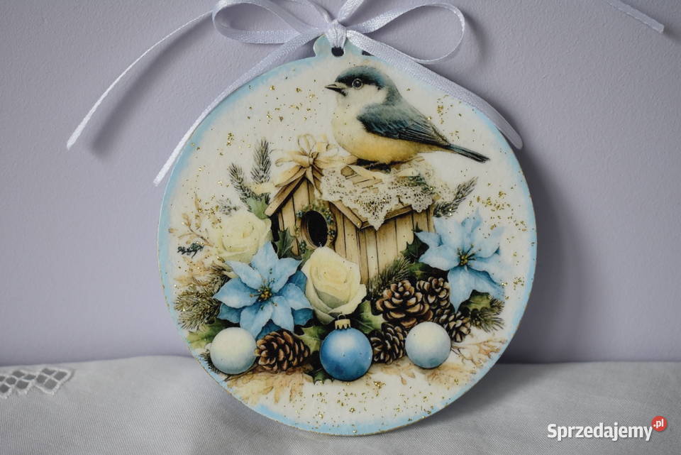 Świąteczna zawieszka decoupage dekoracja prezent