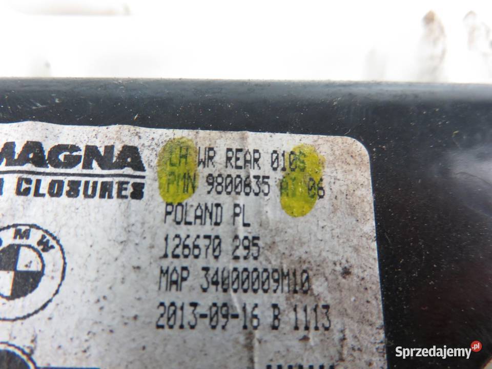 PODNOŚNIK LEWY TYLNY MINI COUNTRYMAN R60 9800635