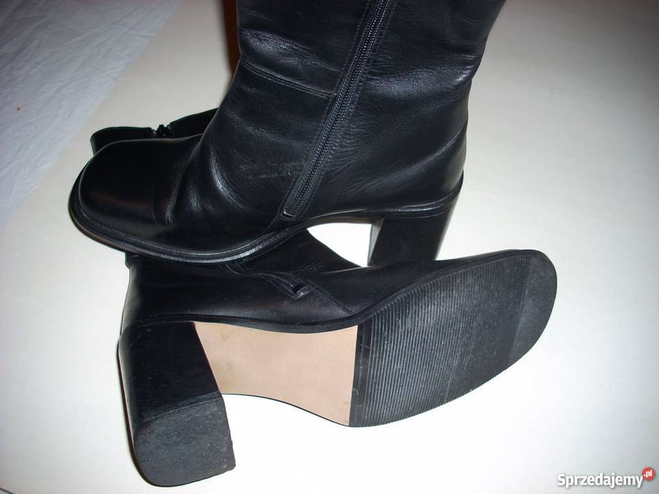 Skórzane Botki Kozaki 37 Skóra skóra Damskie Nowy Sącz
