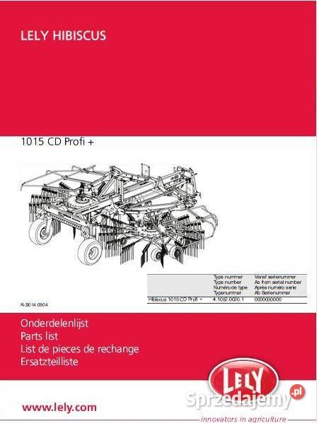 LELY HIBISCUS 1015 PROFI katalog części Poradniki, albumy i reportaże Kielce sprzedam