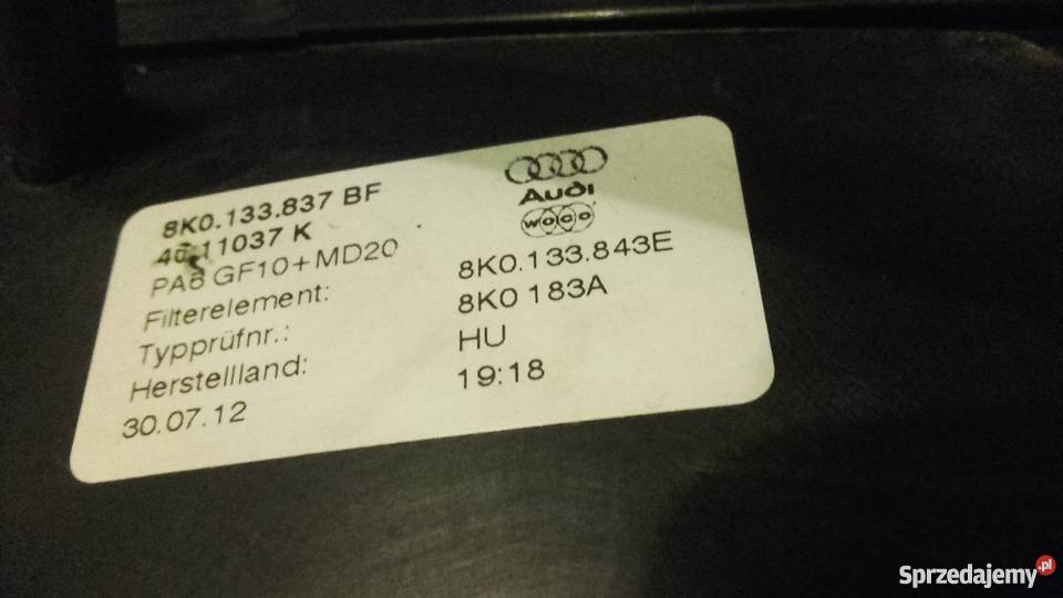 Audi a4 b8 20 TDI obudowa filtra powietrza dolnośląskie