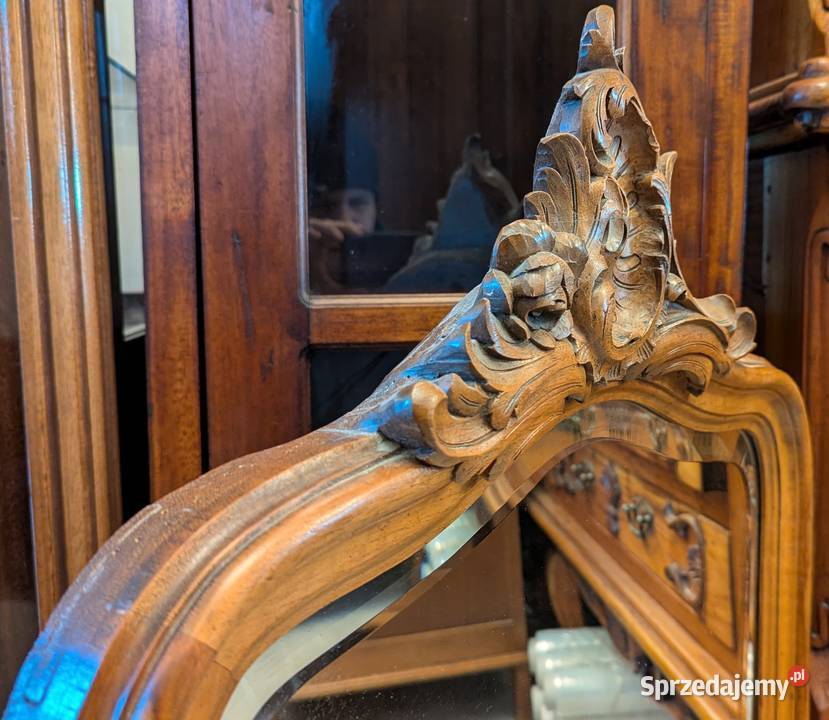 Piękne orzechowee lustro rocaillesklep Dąbrowa sprzedam