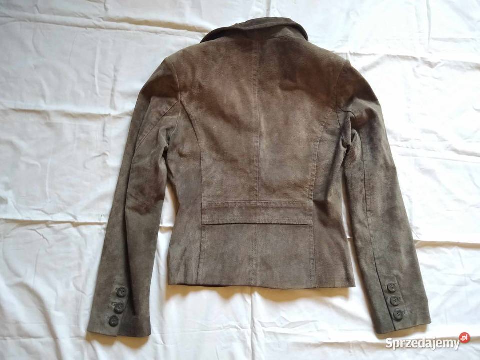 skórzana zamszowa marynarka oliwkowa r M 38 Gdańsk