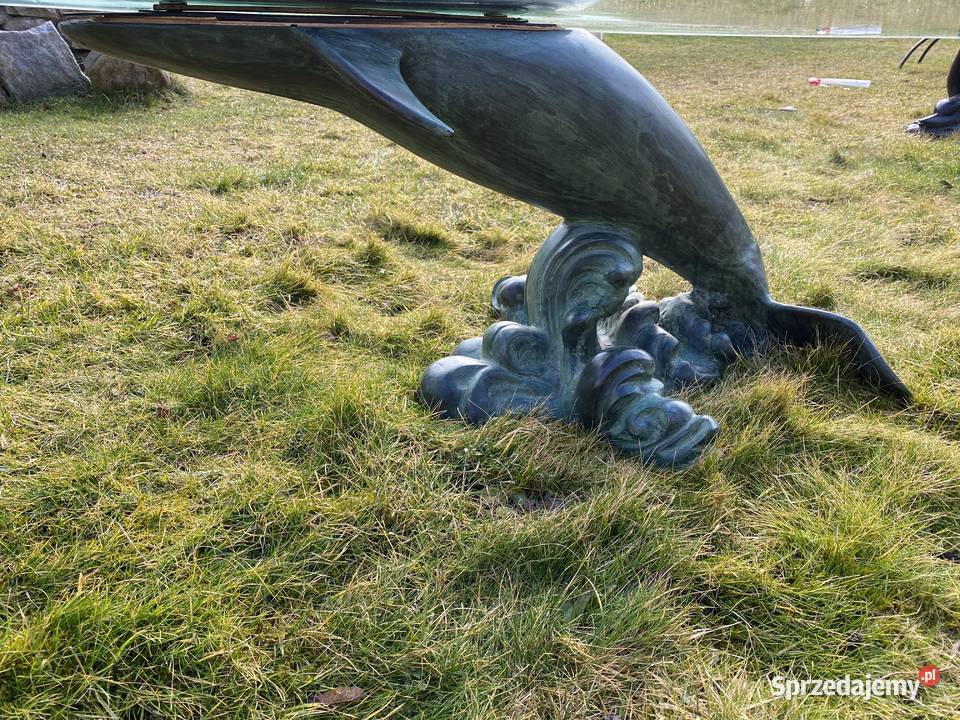 Ogromna ława stół z brązu szkło Rzezba Figura Kłodzko