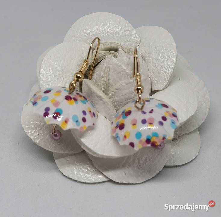 Kolorowe kolczyki parasolki kropki zachodniopomorskie Kołobrzeg sprzedam