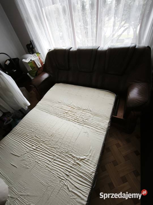 Kanapa skórzana rozkładana dębowa firma DES Błaszki