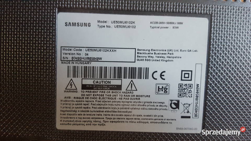 Samsung Ue 50MU6102 K zbita matryca