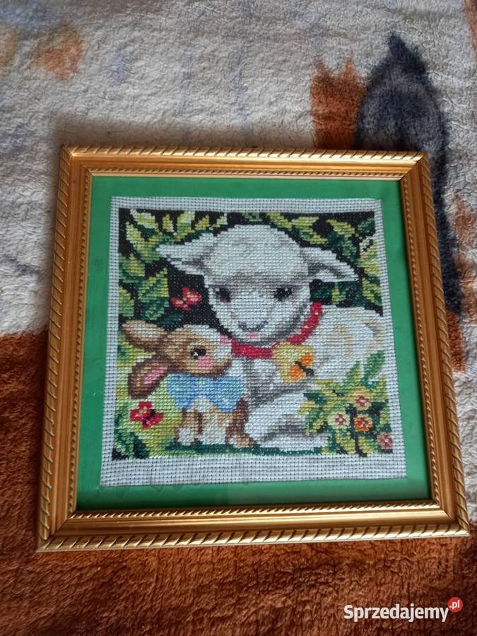 Obraz haft krzyżykowy z ramką Baranek Cieszanów sprzedam