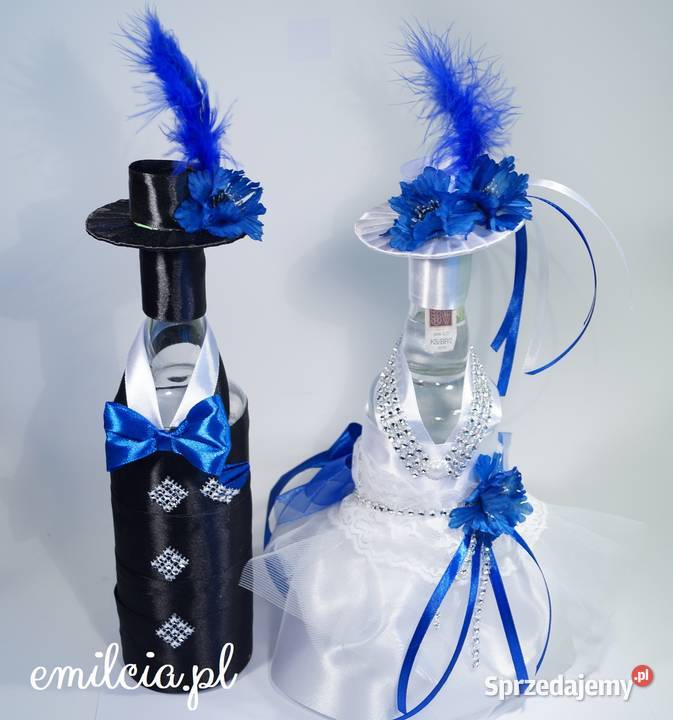 Szampański komplet Ślub Ubranka na butelki