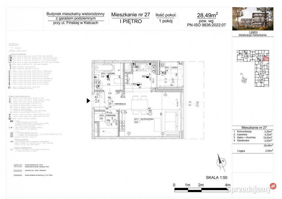 Mieszkanie 2849m2 1pokojowe Kielce