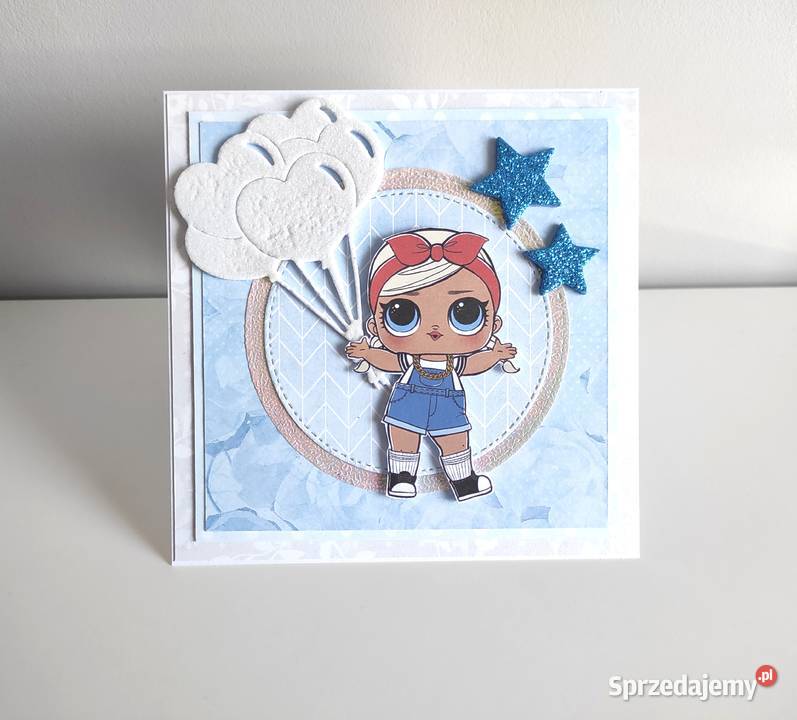 Kartka na urodziny ręcznie robiona LOL niebieska Łódź