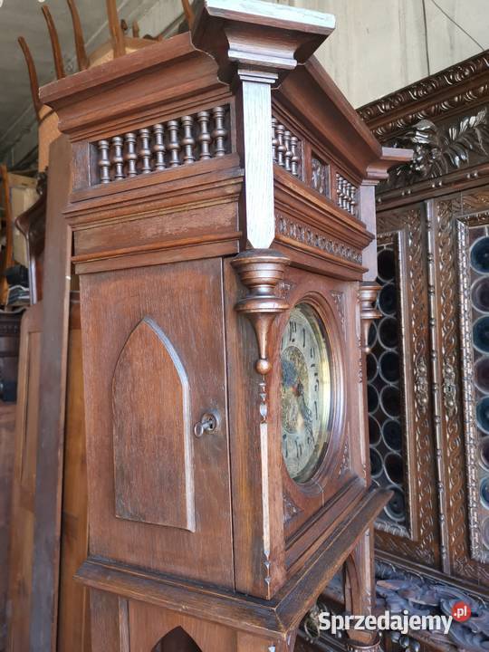 Piękny zegar eklektyczny stojący ok1900r antyk Meble Wałbrzych