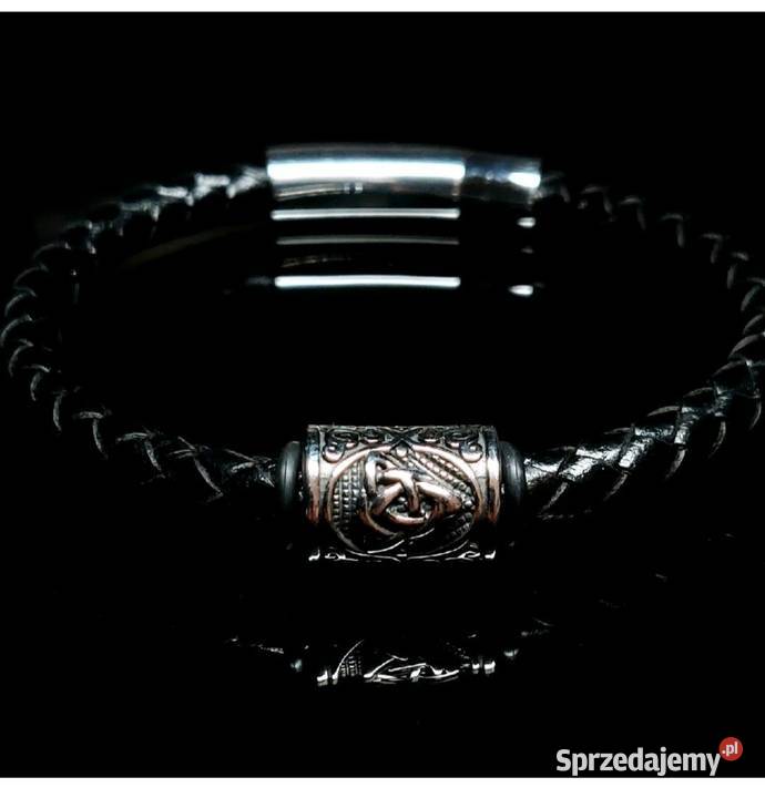 BRANSOLETKA RUNA TRIQUETRA STAL 316L SKÓRA NA Katowice
