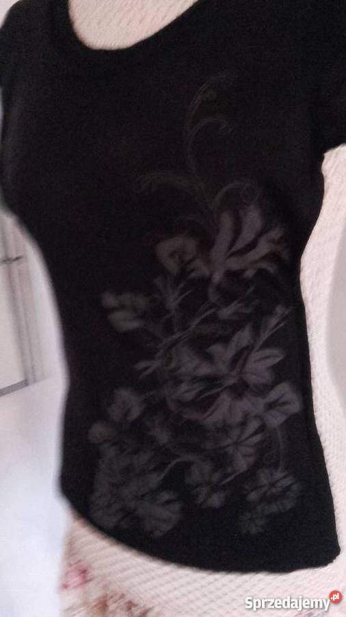 BAWEŁNIANA BLUZECZKA Z NADRUKIEM r 36 czarny Piła