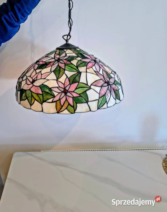 Tiffany lampa witrażowa wisząca kwiaty Zaręba