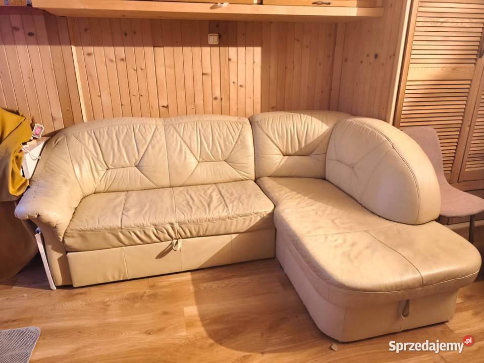 Narożnik skórzany z funkcją spania 90cm Tomaszów Mazowiecki sprzedam