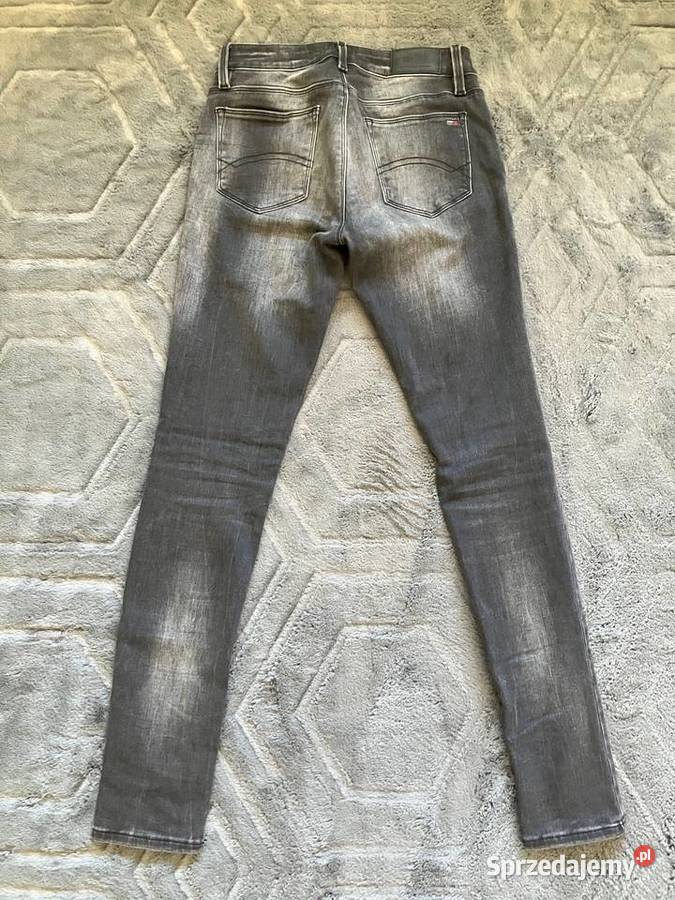Grafitowe jeansy rurki Tommy Hilfiger spodnie Bez wzoru podkarpackie Nisko