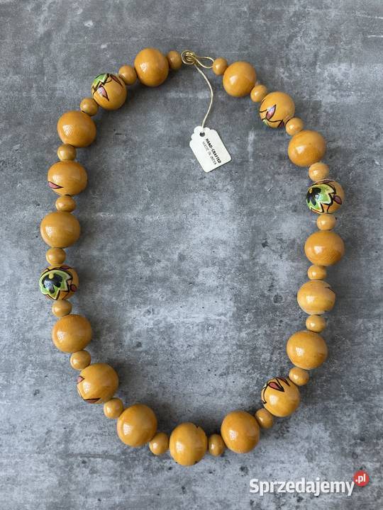 Nowe drewniane korale Indie malowane handmade Nisko sprzedam