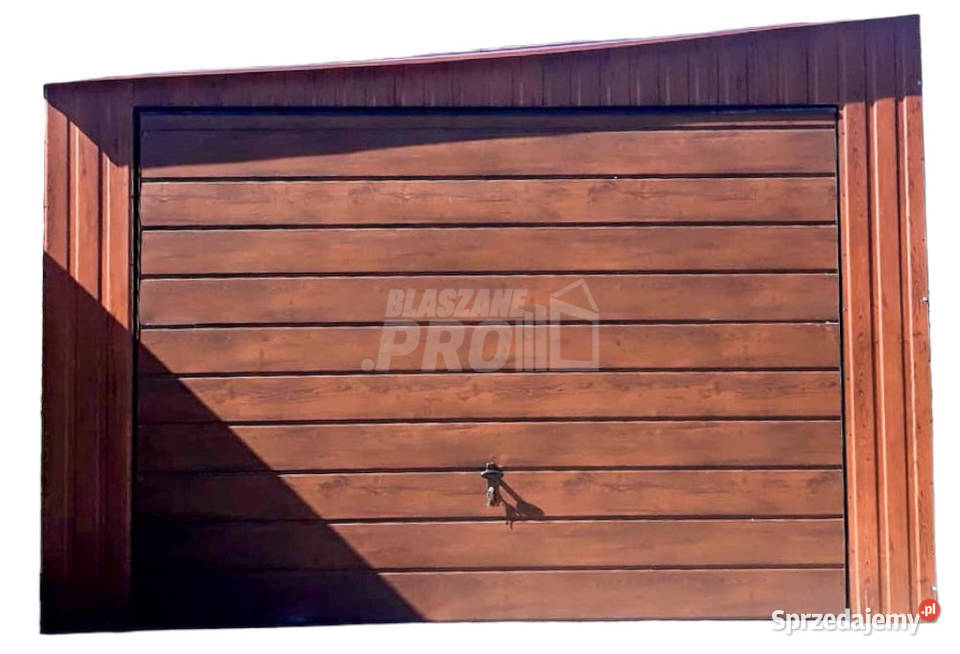 Garaz blaszany 35x3 Brama uchylna drewnopodobny