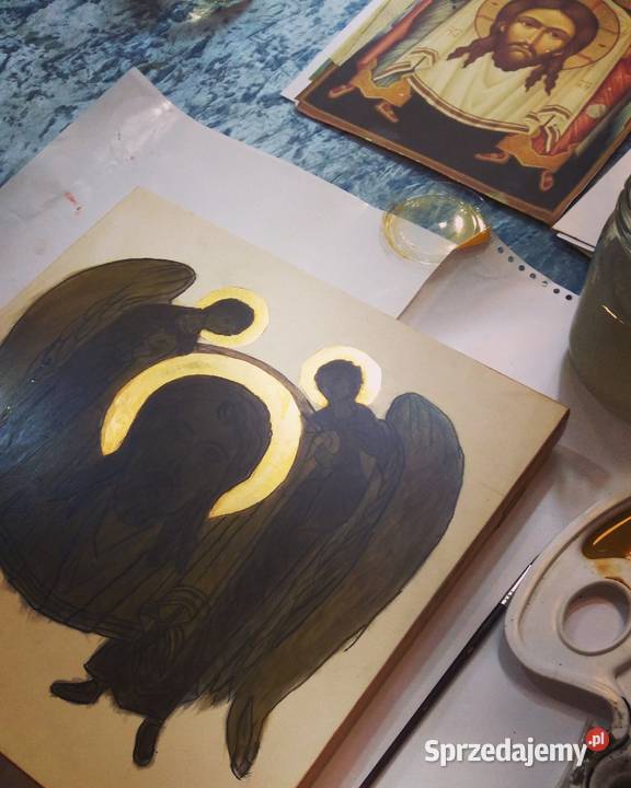 Ikona pisana Mandylion 30 x 30 Malarstwo Szczecin sprzedam