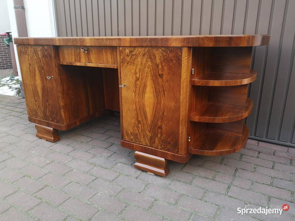 Biurko ARTDECO Unikat Orzech Zgrabne Stare Antyk Swarzędz