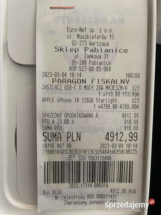 Miesięczny IPhone 14 128 GB księżycowa poświata łódzkie