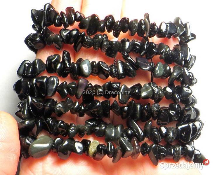 Bransoletka obsydian tęczowy sieczka czarna Kraków