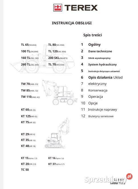 Terex KT60 KT75 KT29 KT35 KT48 KT15 instrukcja Kielce