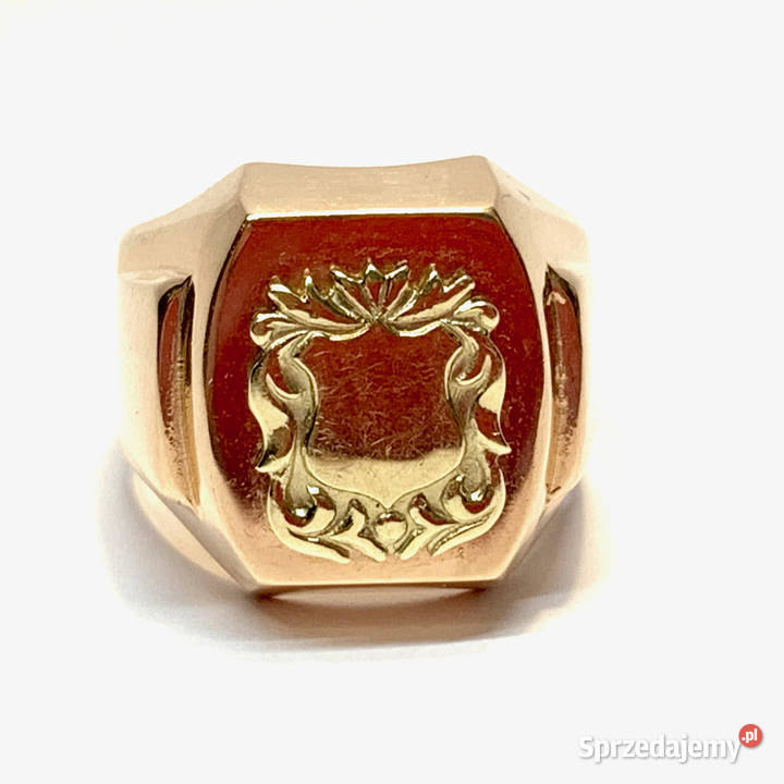 Złoty SYGNET męski 585 14K herbowy masywny Warszawa