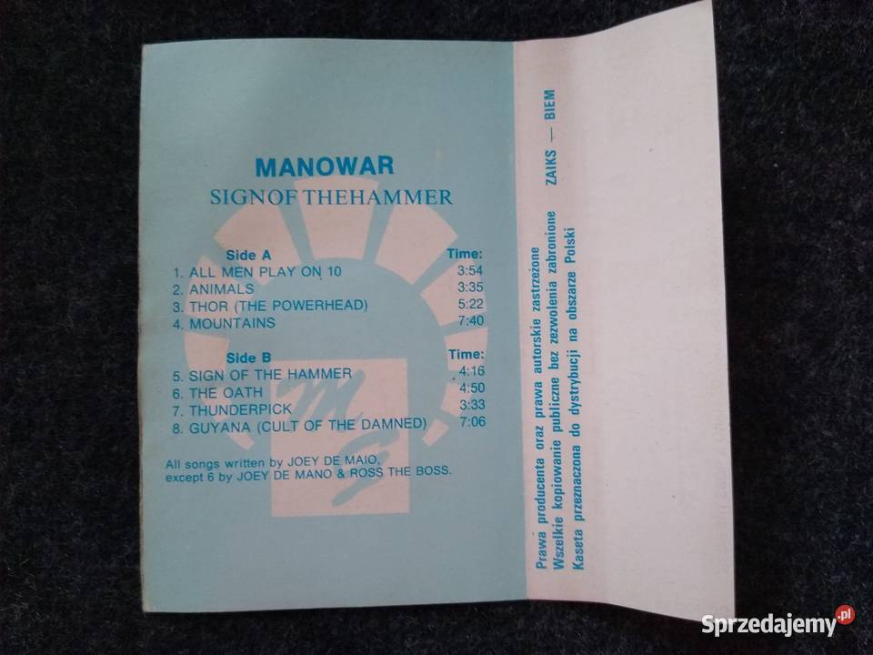 MC cassette cover MANOWAR SIGNOF THEHAMMER Gdańsk