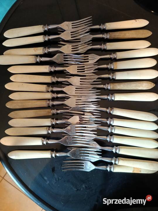 Noże i widelce biały bakelit Kraków sprzedam