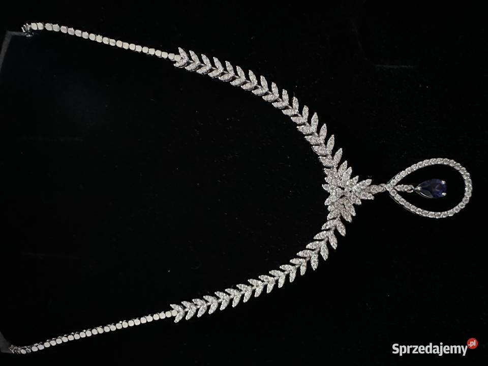 Naszyjnik kolia 365 ct naturalny szafir diamenty złote Biżuteria dla Pań Zawiercie