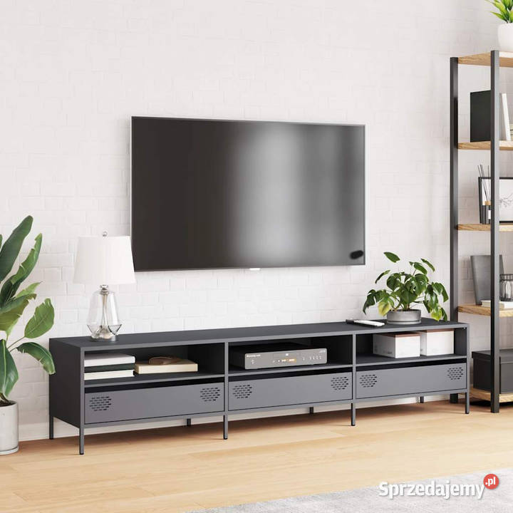 Szafka RTV czarna 202x39x435 stal walcowana na Warszawa