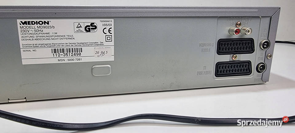 Medion Video i DVD 6 głowic MD 9023 b MD9023b Magnetowidy Międzychód