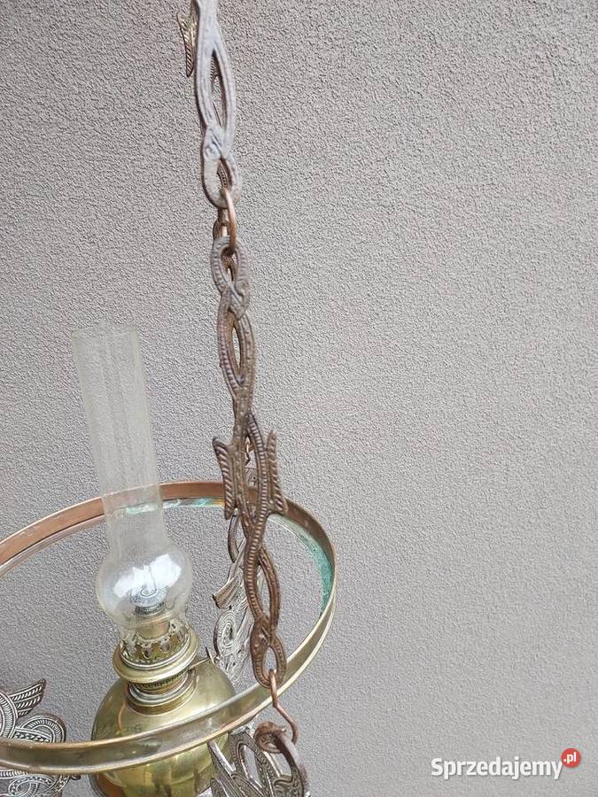 Zabytkowa lampa naftowa sufitowa secesja Tczew