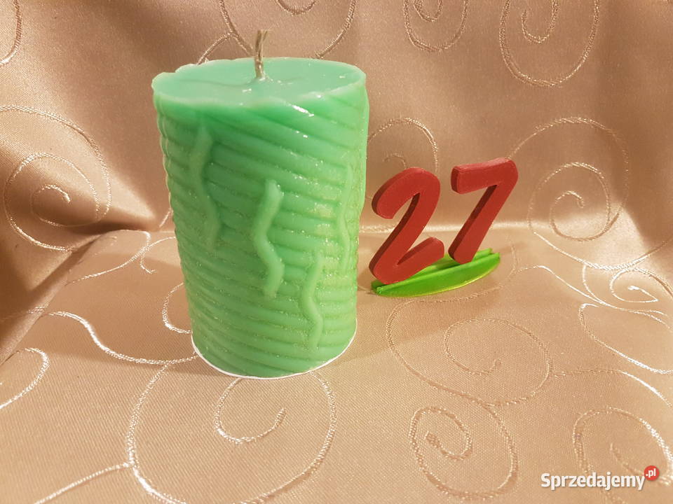 Świeca niekapiąca dekoracyjna ze stearyny zielony łódzkie Pabianice
