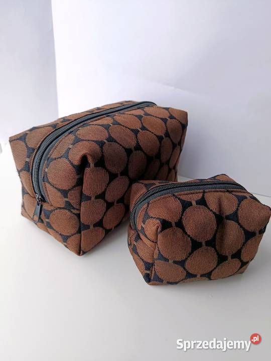 Kosmetyczka duża materiałowa brązowa zestaw Konin sprzedam