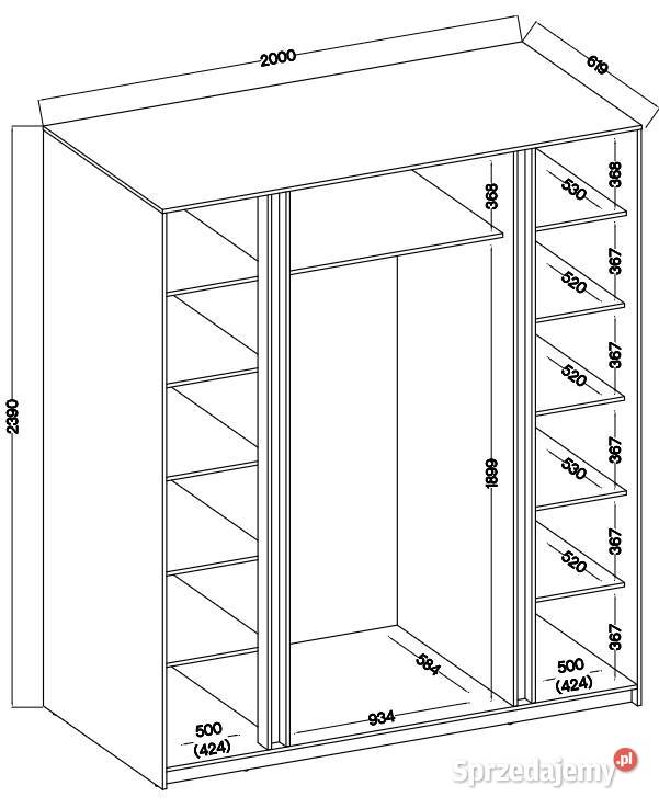 Duża szafa Kaja 200 z lustrami Szybka wysyłka 200cm Tarnowskie Góry