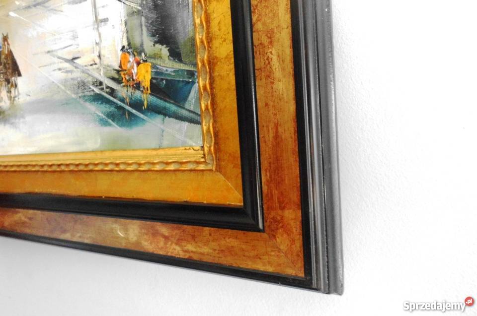 Olej na płótnie malowany szpachlą Plac Zamwowy Warszawa sprzedam