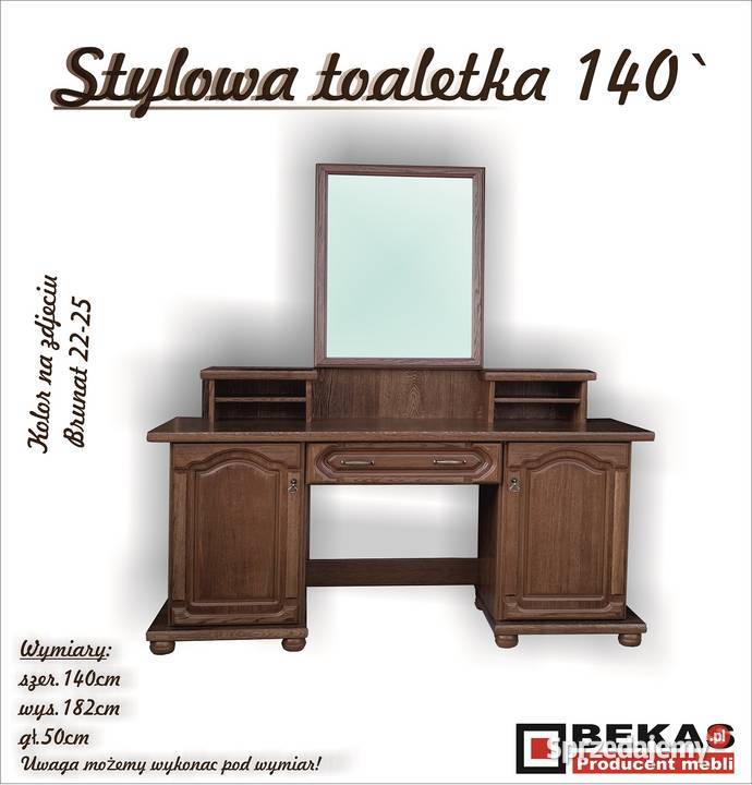 Toaletka Śliczna i Stylowa z LUSTREM Dąb 81cm Toaletki Włocławek