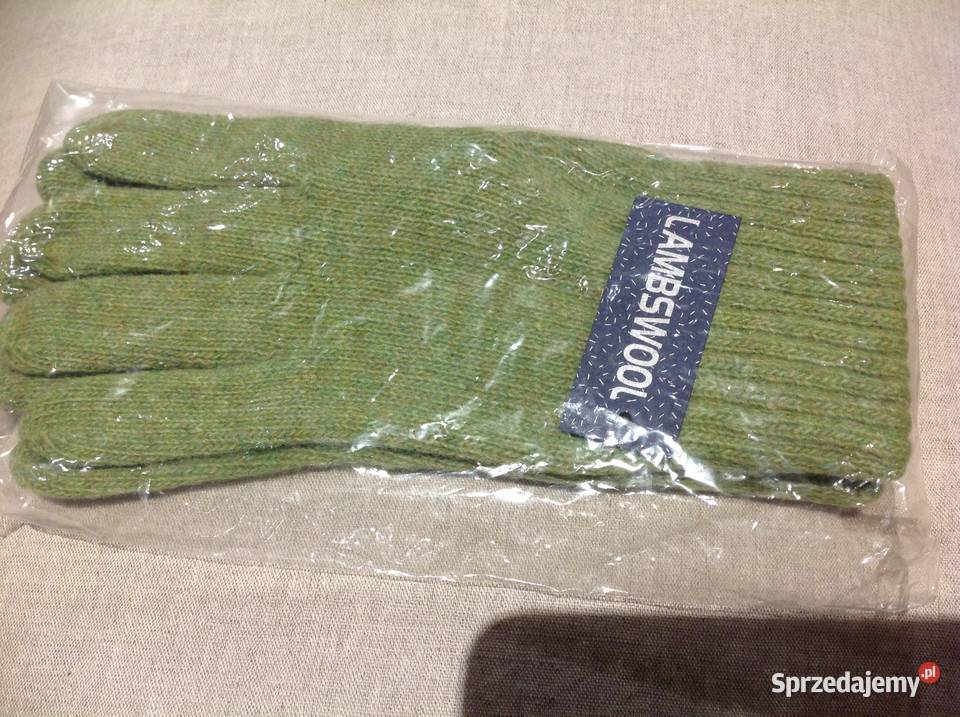 Zielone Rękawiczki Wełniane Damskie LAMBSWOOL Dla kobiet Dodatki Nowa Sól