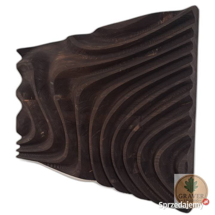 Płaskorzeźba drewniana fale wody dekoracja Malechowo