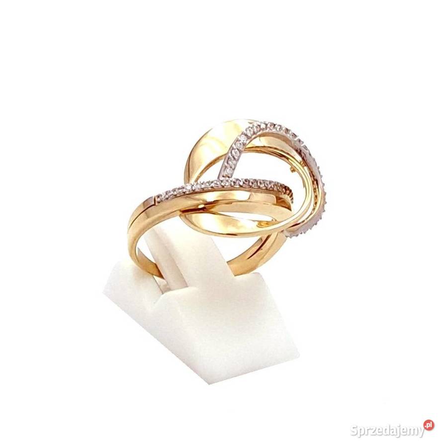Pierścionek r14 Złoty pr333 Modern z kamieniami Pierścionki Poznań sprzedam