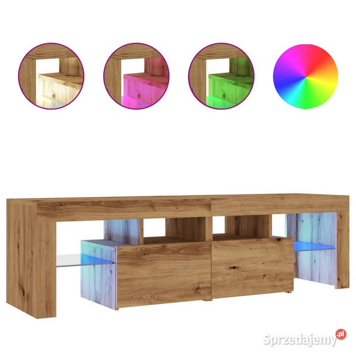 Szafka pod TV z oświetleniem LED dąb artisan Warszawa