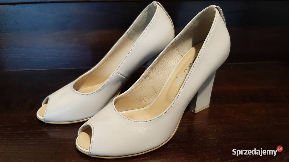 Czółenka szpilki beżowe skórzane Aleksandrów Łódzki