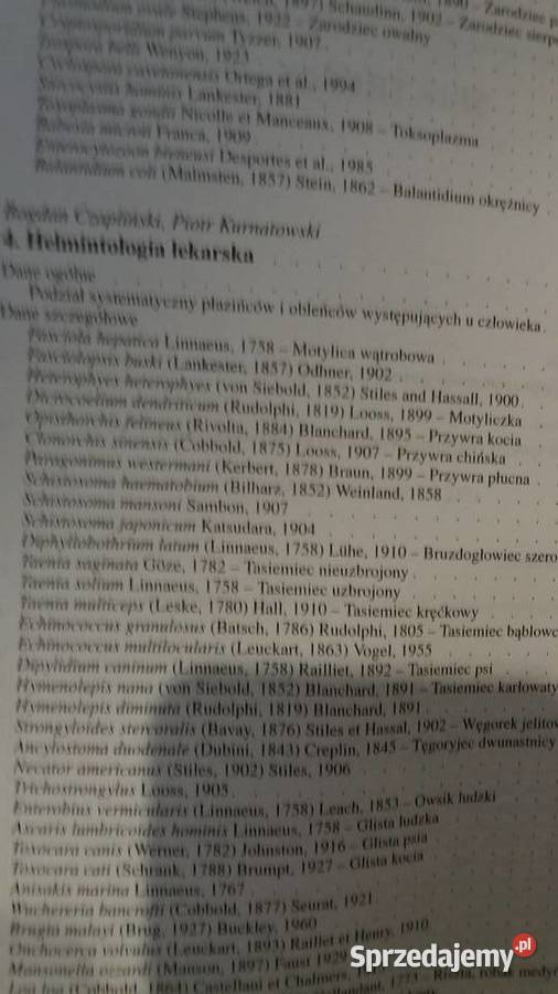 zarys parazytologii lekarskiej książki medyczne Warszawa sprzedam